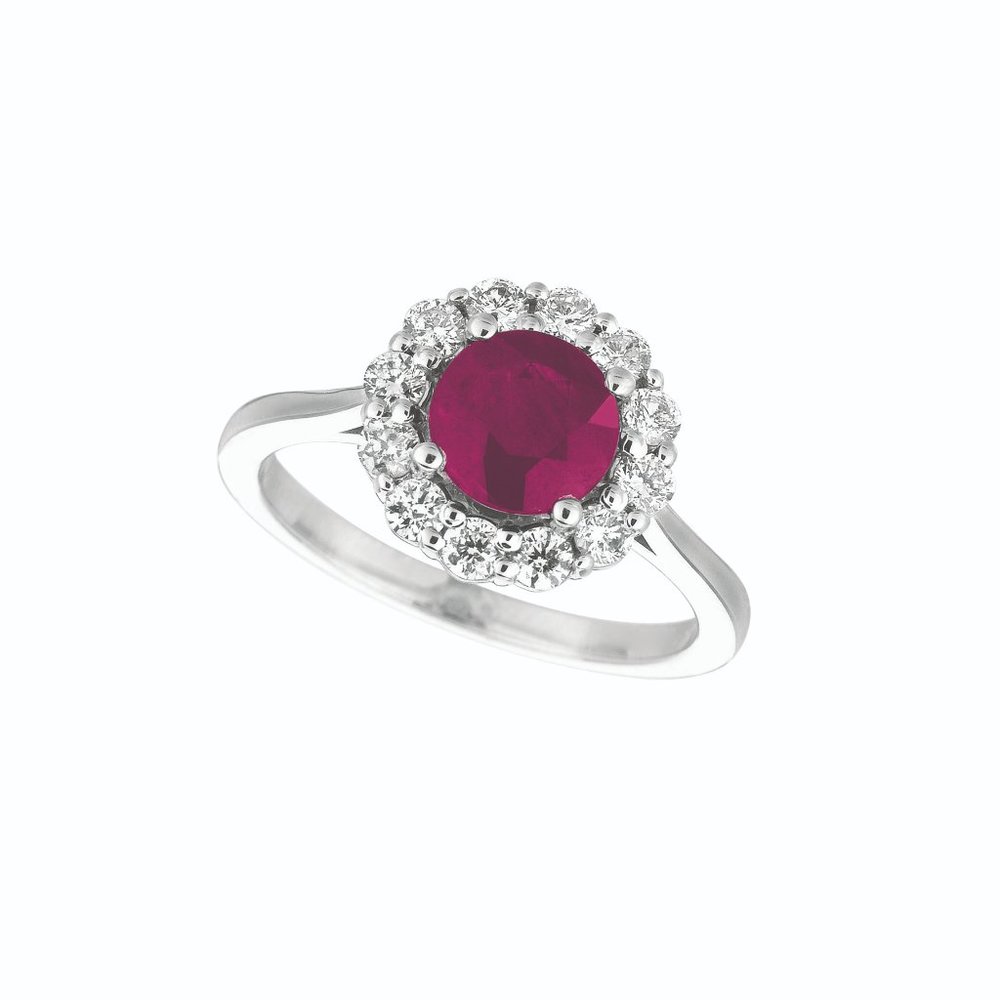 2.15 Carat Natural Diamond and Ruby Ring G SI 14K